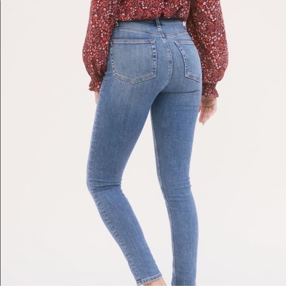 Reformation Harper High Rise Skinny Button Front Jeans Ion Wash Size 25 - Picture 2 of 16